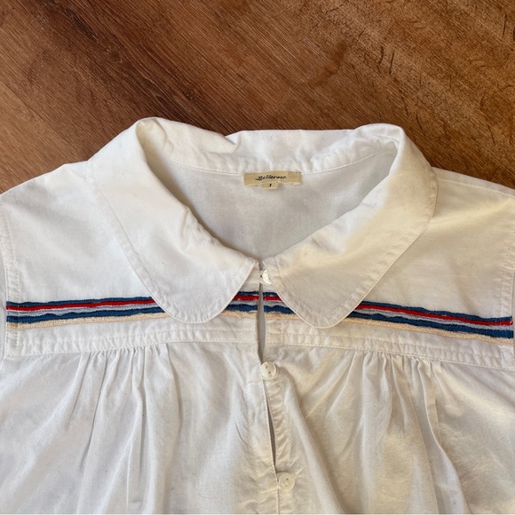 Bellerose Womens Peasant Blouse Size 1 Peter Pan‎ Collar Embroidered Retro Puff - Picture 3 of 9